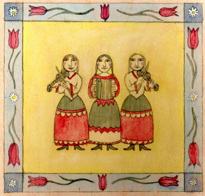 folk trio in yellow